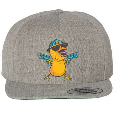 Chick Cartoon With Guns Wool Snapback Cap