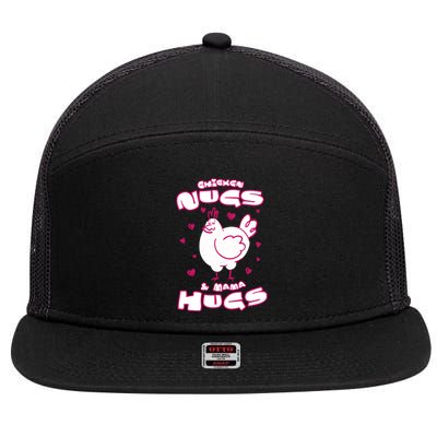 Chicken Nugs And Mama Hugs 7 Panel Mesh Trucker Snapback Hat