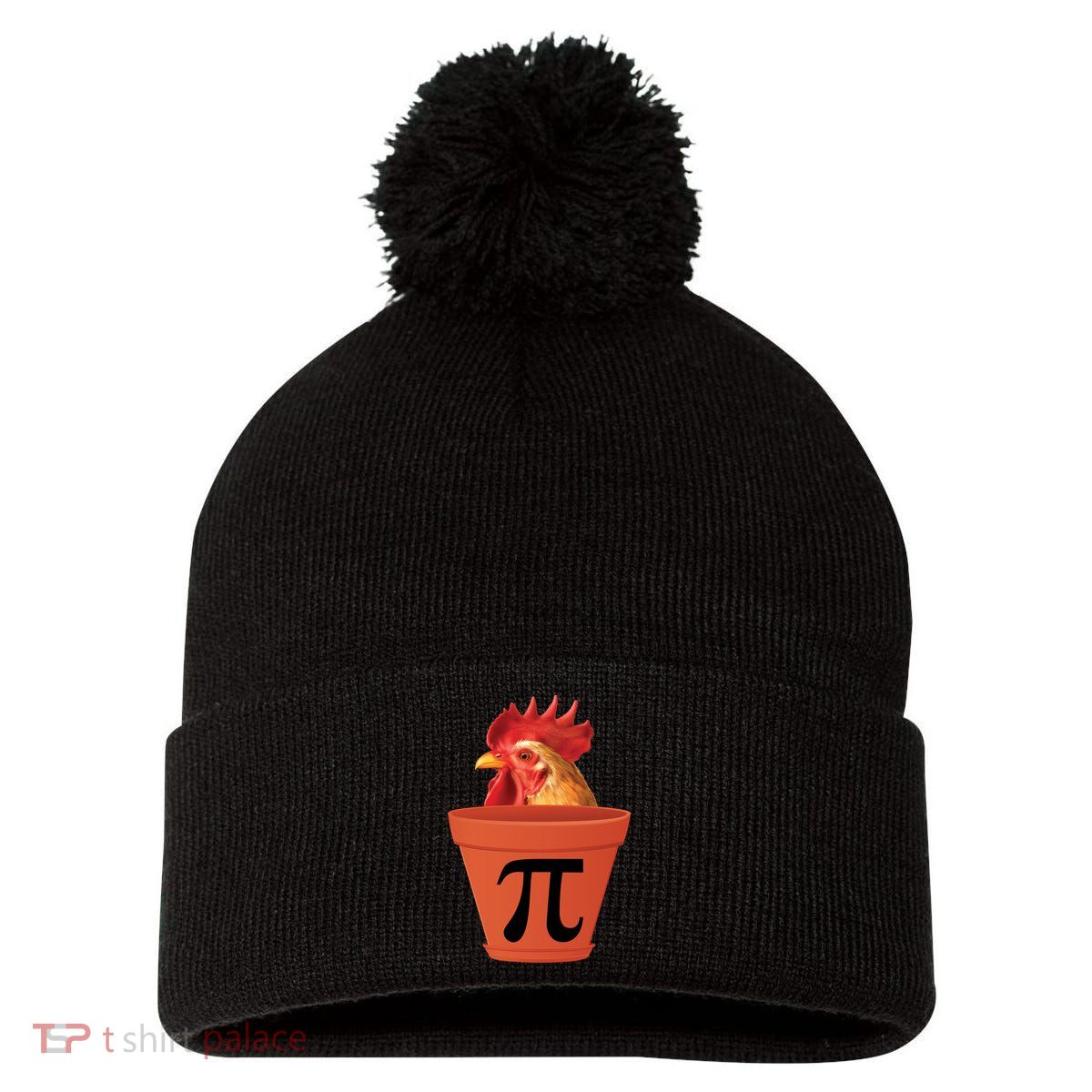 Chicken Pot Pie Funny Pi Pom Pom 12in Knit Beanie