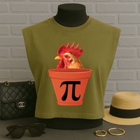 Chicken Pot Pie Funny Pi Garment-Dyed Women's Muscle Tee