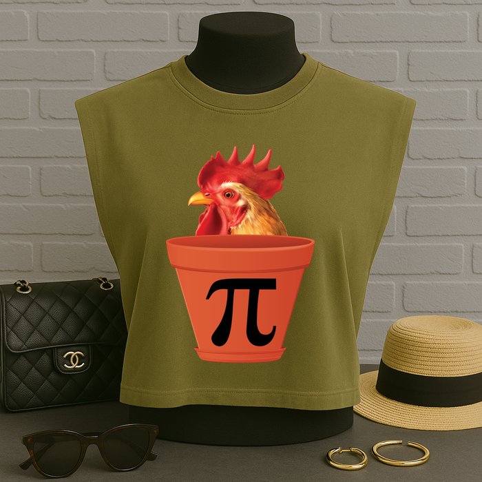 Chicken Pot Pie Funny Pi Garment-Dyed Women's Muscle Tee