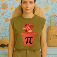 Chicken Pot Pie Funny Pi Garment-Dyed Women's Muscle Tee