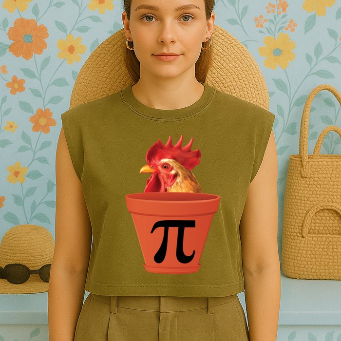 Chicken Pot Pie Funny Pi Garment-Dyed Women's Muscle Tee