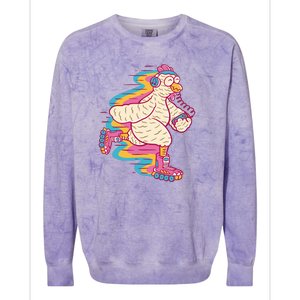 Chicken Roller Skating Colorblast Crewneck Sweatshirt