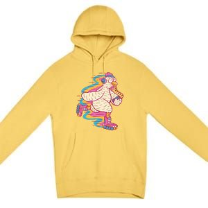 Chicken Roller Skating Premium Pullover Hoodie