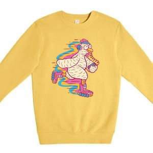 Chicken Roller Skating Premium Crewneck Sweatshirt