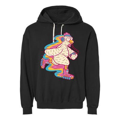 Chicken Roller Skating Garment-Dyed Fleece Hoodie