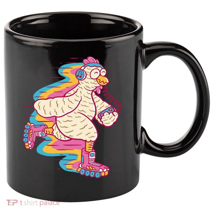 Chicken Roller Skating 11oz C Handle Ceramic Mug