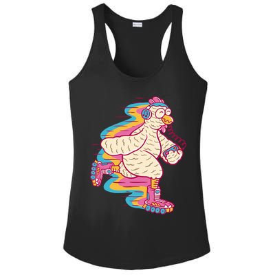 Chicken Roller Skating Ladies PosiCharge Competitor Racerback Tank