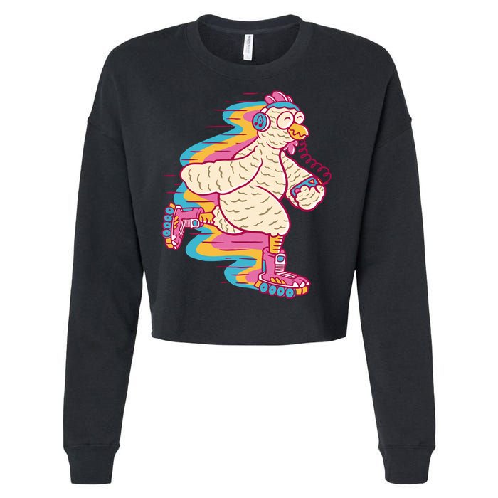 Chicken Roller Skating Cropped Pullover Crew