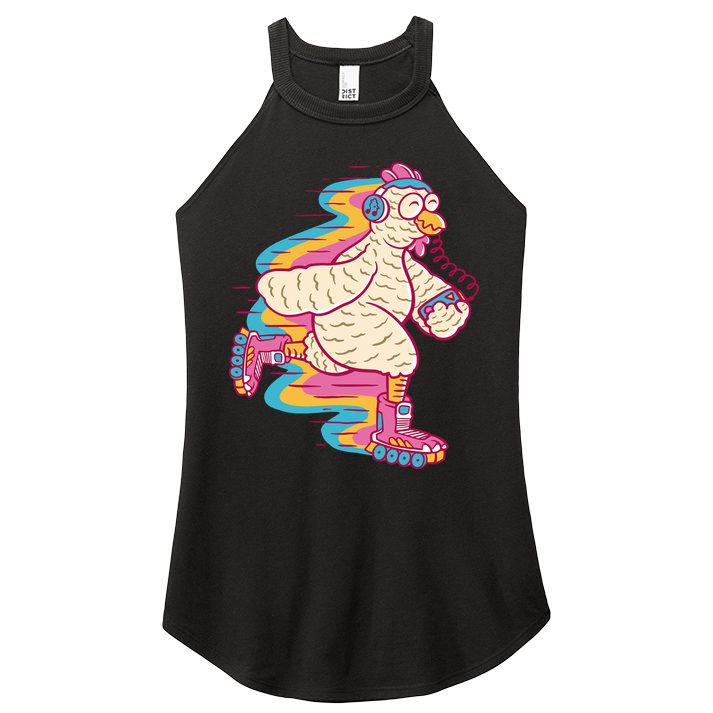 Chicken Roller Skating Women's Perfect Tri Rocker Tank