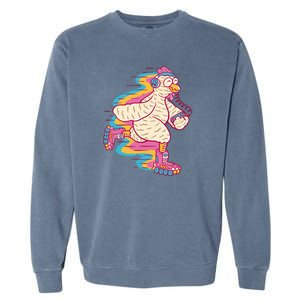 Chicken Roller Skating Garment-Dyed Sweatshirt