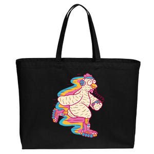 Chicken Roller Skating Cotton Canvas Jumbo Tote