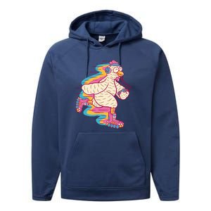 Chicken Roller Skating Performance Fleece Hoodie