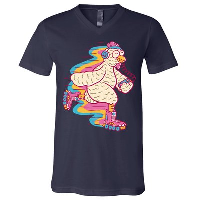 Chicken Roller Skating V-Neck T-Shirt