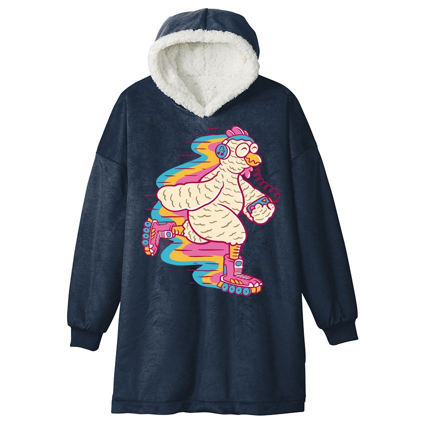 Chicken Roller Skating Hooded Wearable Blanket