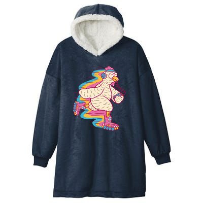 Chicken Roller Skating Hooded Wearable Blanket