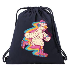 Chicken Roller Skating Drawstring Bag