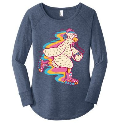 Chicken Roller Skating Women's Perfect Tri Tunic Long Sleeve Shirt