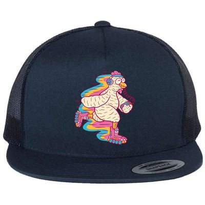 Chicken Roller Skating Flatbill Hat