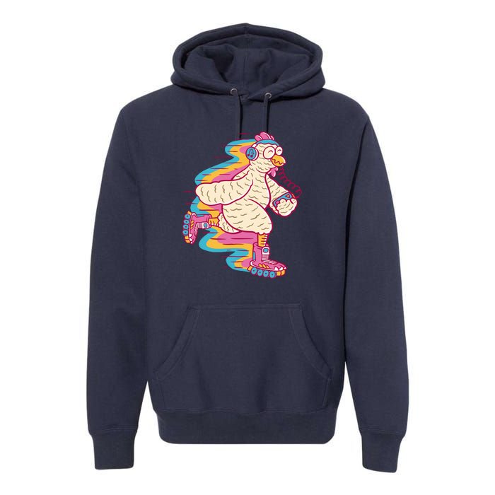 Chicken Roller Skating Premium Hoodie