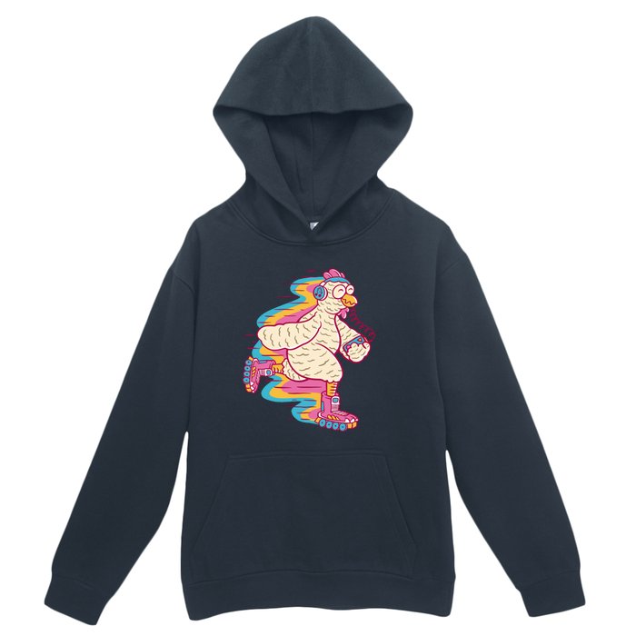 Chicken Roller Skating Urban Pullover Hoodie