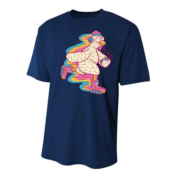 Chicken Roller Skating Youth Performance Sprint T-Shirt