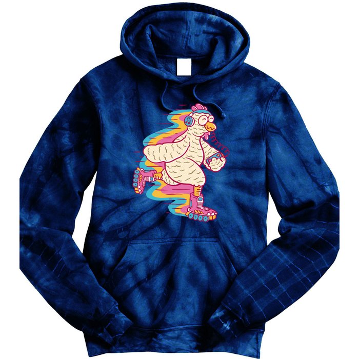 Chicken Roller Skating Tie Dye Hoodie