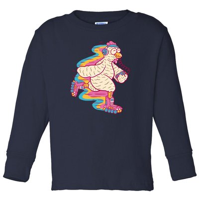 Chicken Roller Skating Toddler Long Sleeve Shirt