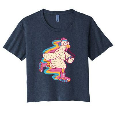 Chicken Roller Skating Women's Crop Top Tee