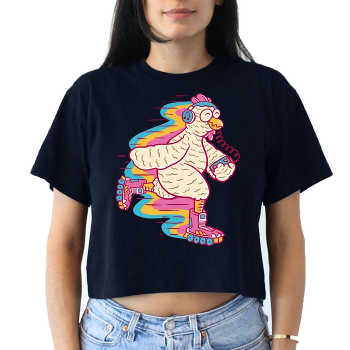 Chicken Roller Skating Crop Top