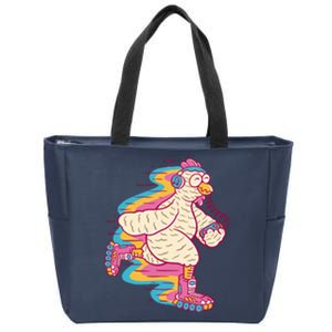 Chicken Roller Skating Zip Tote Bag