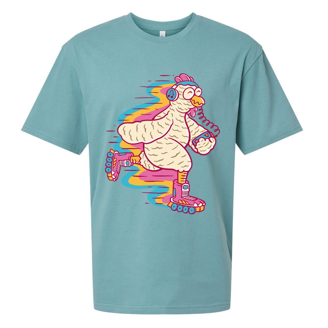 Chicken Roller Skating Sueded Cloud Jersey T-Shirt