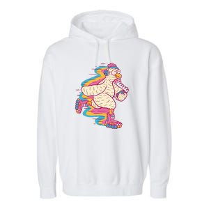 Chicken Roller Skating Garment-Dyed Fleece Hoodie