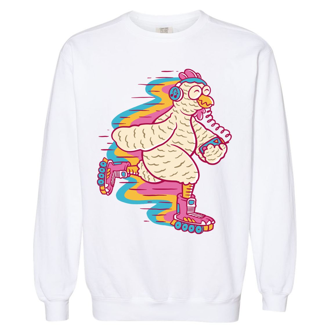 Chicken Roller Skating Garment-Dyed Sweatshirt