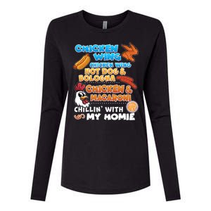 Chicken Wing Hot Dog Bologna Macaroni Homie Womens Cotton Relaxed Long Sleeve T-Shirt