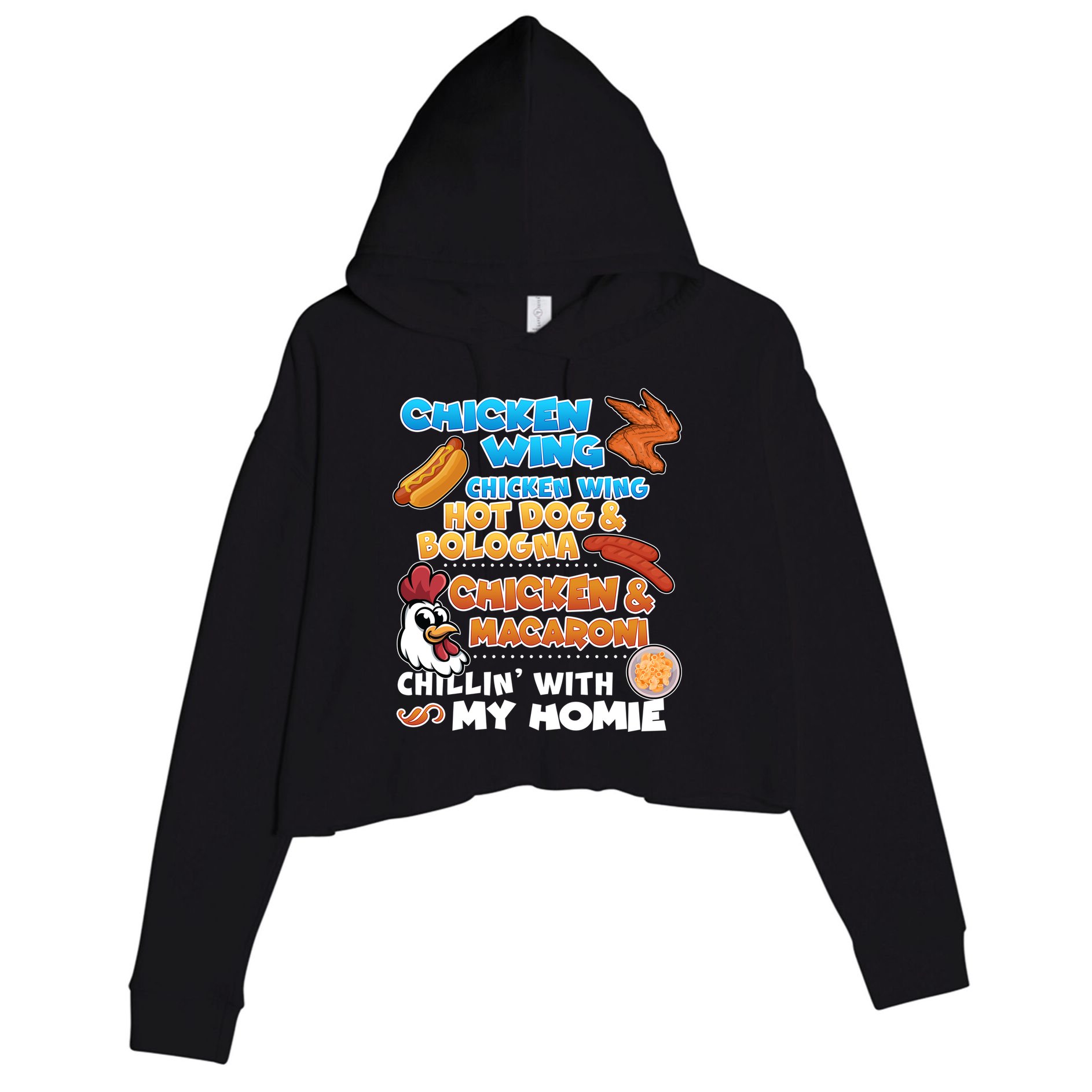 Chicken Wing Hot Dog Bologna Macaroni Homie Crop Fleece Hoodie