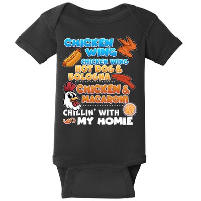Chicken Wing Hot Dog Bologna Macaroni Homie Baby Bodysuit