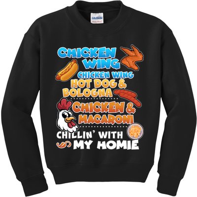 Chicken Wing Hot Dog Bologna Macaroni Homie Kids Sweatshirt