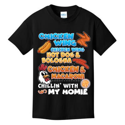 Chicken Wing Hot Dog Bologna Macaroni Homie Kids T-Shirt