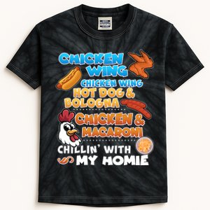 Chicken Wing Hot Dog Bologna Macaroni Homie Kids Tie-Dye T-Shirt