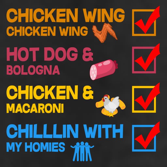 Chicken Wing Hot Dog Macaroni Chillin With My Homies Garment-Dyed Fleece Hoodie
