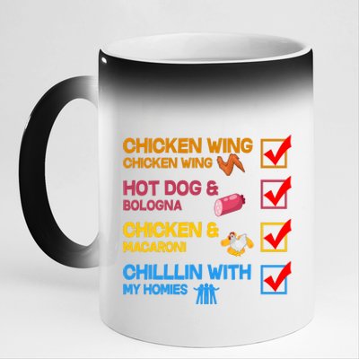 Chicken Wing Hot Dog Macaroni Chillin With My Homies 11oz Black Color Changing Mug