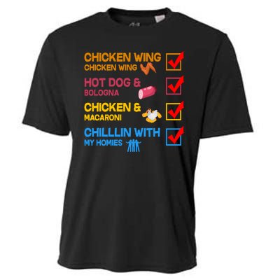 Chicken Wing Hot Dog Macaroni Chillin With My Homies Cooling Performance Crew T-Shirt