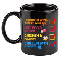 Chicken Wing Hot Dog Macaroni Chillin With My Homies 11oz C Handle Ceramic Mug