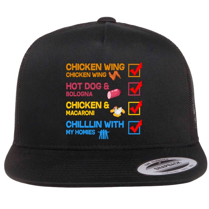 Chicken Wing Hot Dog Macaroni Chillin With My Homies Flatbill Hat