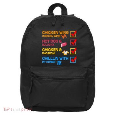 Chicken Wing Hot Dog Macaroni Chillin With My Homies 16 in Basic Backpack