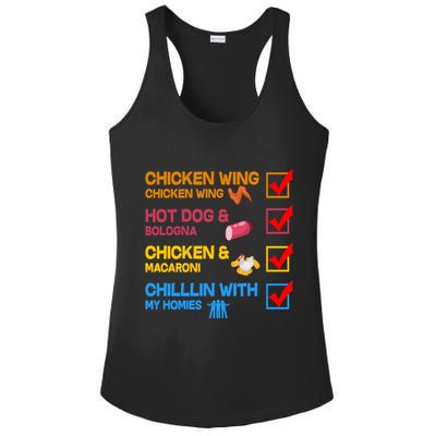 Chicken Wing Hot Dog Macaroni Chillin With My Homies Ladies PosiCharge Competitor Racerback Tank