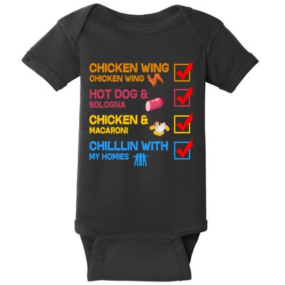 Chicken Wing Hot Dog Macaroni Chillin With My Homies Baby Bodysuit