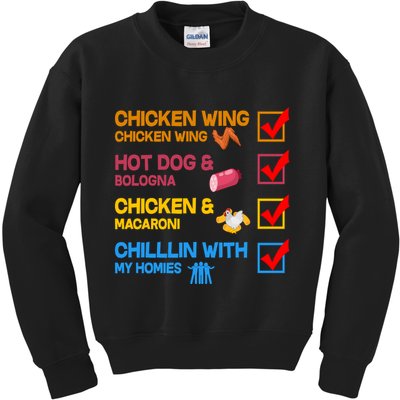 Chicken Wing Hot Dog Macaroni Chillin With My Homies Kids Sweatshirt